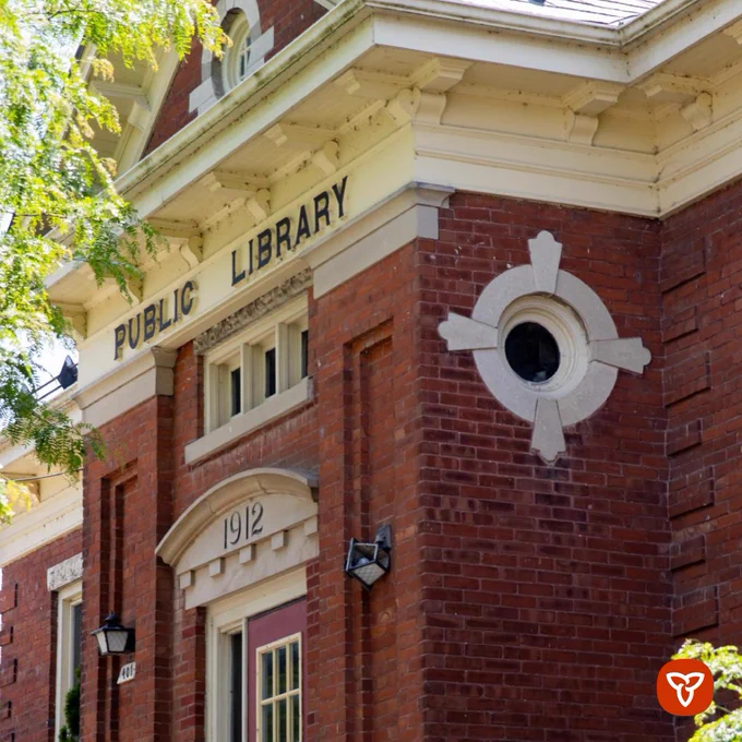 Facade of Brock Township Public Library building. 