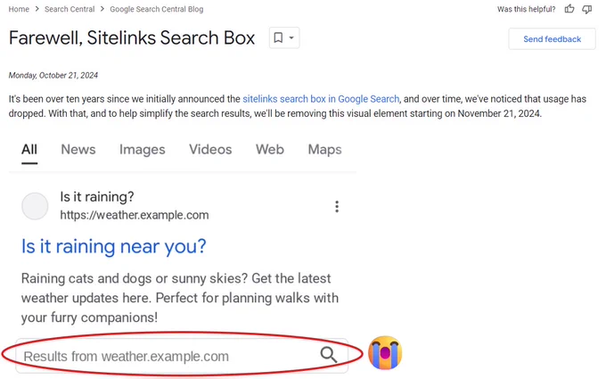 Sitelinks Search Box Sunset