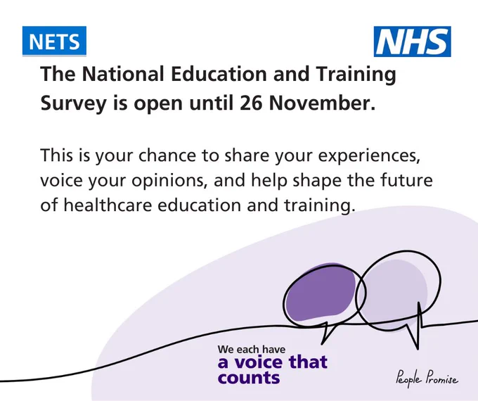 The National Education and Training Survey is open until 26 November. This is your chance to share your experiences, voice your opinions, and help shape the future of healthcare education and training. 