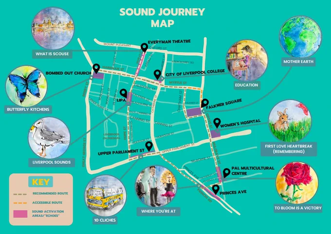 A map showing all the locations on the Sound Journey
