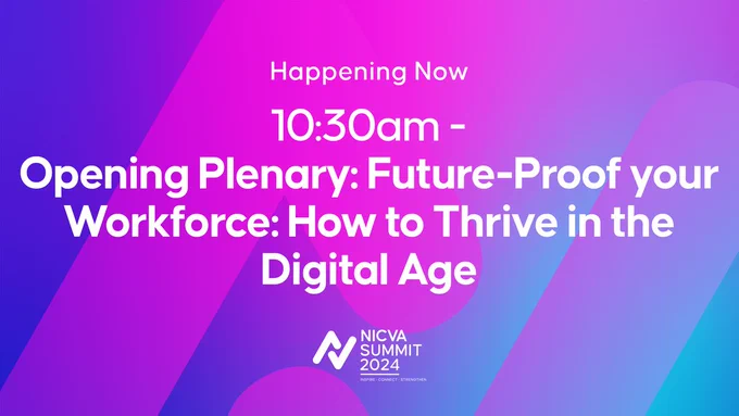 Graphic with Summit branding that reads Opening Plenary: Future Proof you Workforce: How to thrive in the Digital Age.