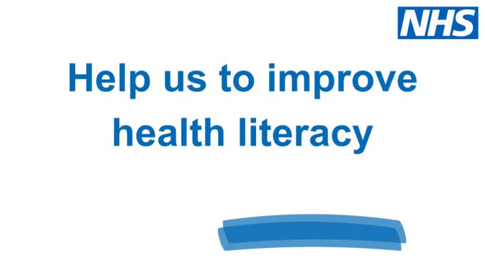 NHS logo and Help us to improve health literacy 
