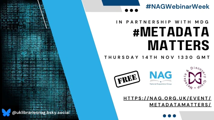 #MetadataMatters in partnership with MDG
Thursday 14th November, 1330-1430 GMT
https://nag.org.uk/event/metadatamatters/
#NAGWebinarWeek over background of computer code 