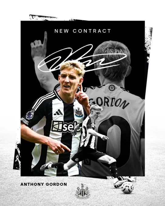 A graphic to announce Anthony Gordon has signed a new contract