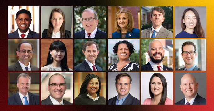 18 Faculty and Staff from The University of Maryland School of Public Policy. From left to right and then down; Cullen Merritt, Claire Dunning, Philip Joyce, Rosina Bierbaum, Luke Spreen, Jiehong Lou, Anand Patwardhan, Lucy Qiu, Robert Orr, Nina Harris, John Ronquillo, Josh Shifrinson, Paul Brown, Nathan Dietz, Eva Morgan, Juan Pablo Martínez Guzmán, Malissa Calvin and Robert Grimm