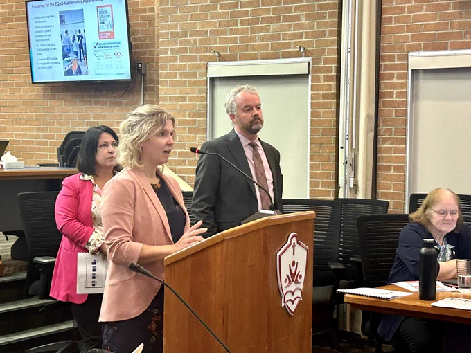 Jennifer Johnston, Math Lead, presents 2023-24 EQAO assessments report to the Board.