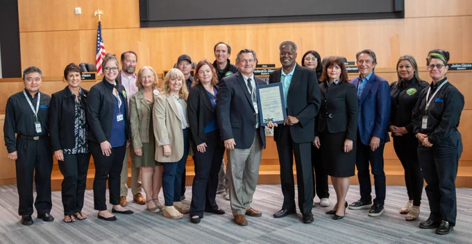 Contra Costa County Board of Supervisors are joined by the Office of Communications and Media and local media partners for a presentation on Community Media Day in Board Chambers in Martinez, California on Tuesday, October 22, 2024. 