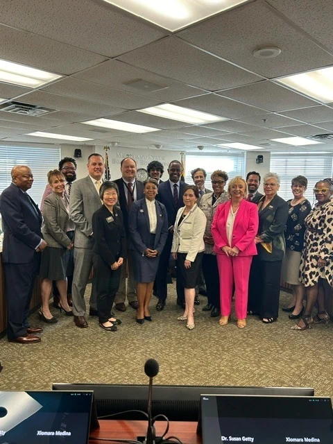 state superintendent with MD BOE members and new public school system superintendents