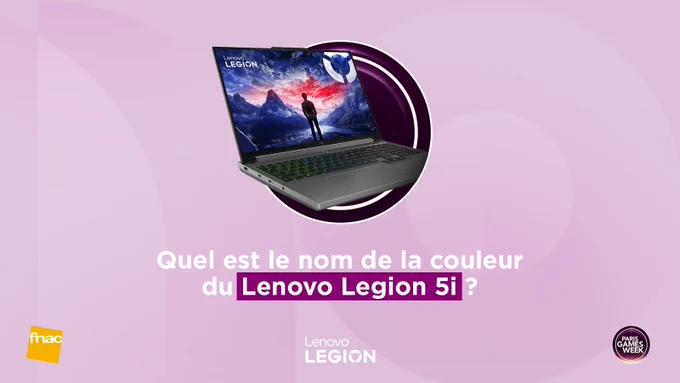 Tente de gagner un PC Lenovo Legion 5i en répondant à notre question 😎