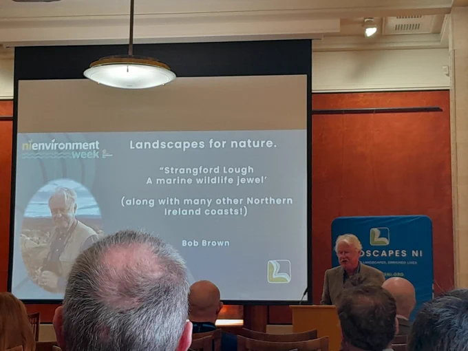 Dr Bob Brown representing the marine environment at the LandscapesNI event at the Long Gallery, Stormont. 