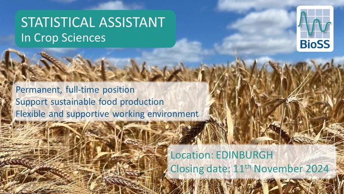 Job advert for statistical assistant in crop sciences. This is a permanent, full-time position with the opportunity to support sustainable food production within a flexible and supportive working environment.