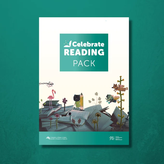 Graphic.  On a green background, the cover of our Celebrate Reading Pack. 
