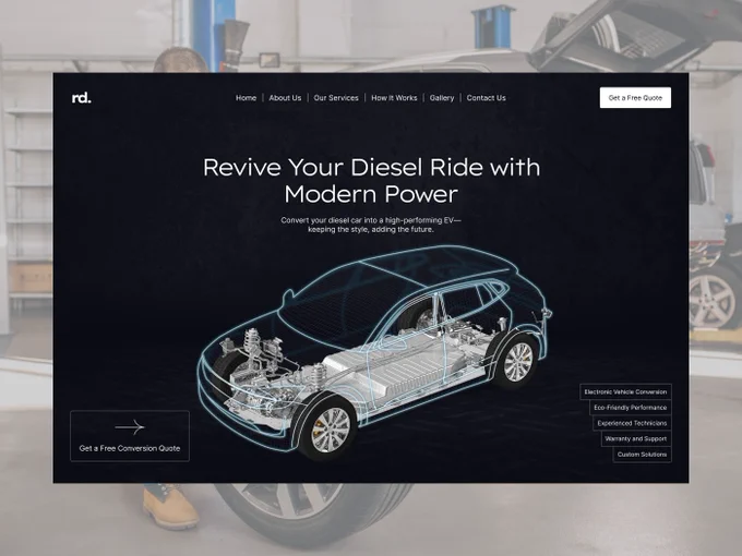EV Conversions Company Website Design 🚗

Introducing RetroDrive Conversions—where classic gasoline & diesel cars meet the future of electric power! 

At Pixavail, we just wrapped up an exciting concept design for RetroDrive Conversions, an EV conversion company helping car owners embrace the electric revolution.

Our design? Sleek, modern, and tailored to resonate with car enthusiasts making the leap from fossil fuels to electric.