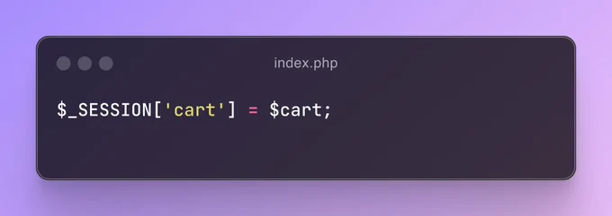 $_SESSION['cart'] = $cart;