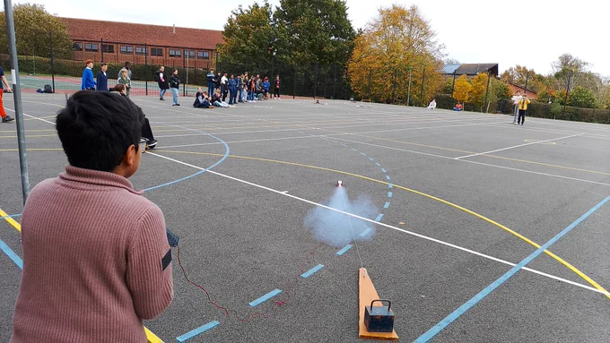 Firing a rocket car across the netball court