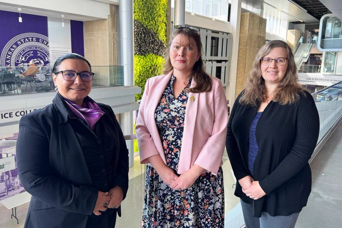 From left: Hande McGinty, assistant professor of computer science; Amy Betz, assistant dean and associate professor of mechanical engineering; and Melanie Derby, professor of mechanical and nuclear engineering.
