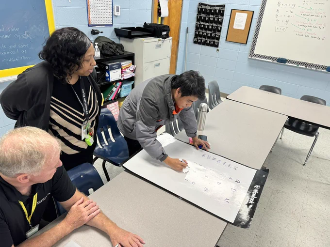 Teachers working on a math task