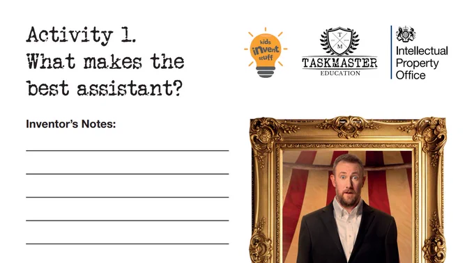 crop of activity 1 worksheet that asks young inventor's to analyse Little Alex Horne’s role as a Taskmaster’s Assistant.