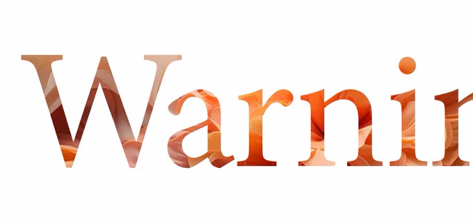 part of Word of Warning's 2024 logo: a photo of peach frills cropped in the shape of "Warnin", set on a white background