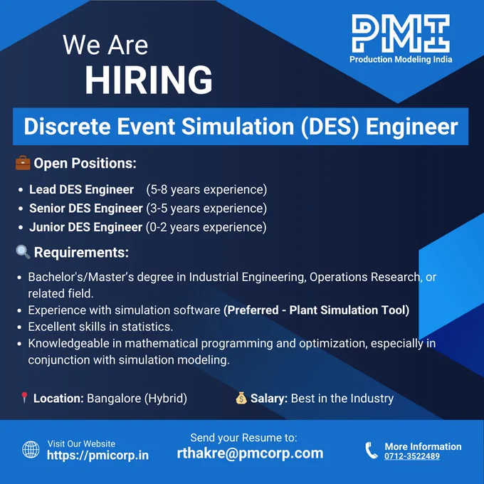 Discrete Event Simulation Engineer Job Vacancy