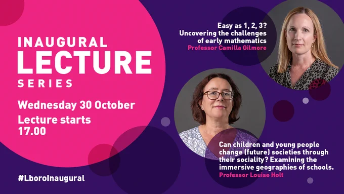 The event name, date and time alongside photos of the two Professors and their lecture titles