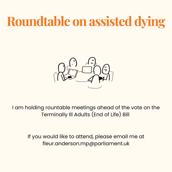 Graphic:  Fleur Anderson MP holding roundtable meetings on assisted dying