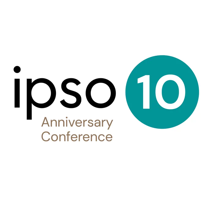 A logo reading ipso 10 anniversary conference