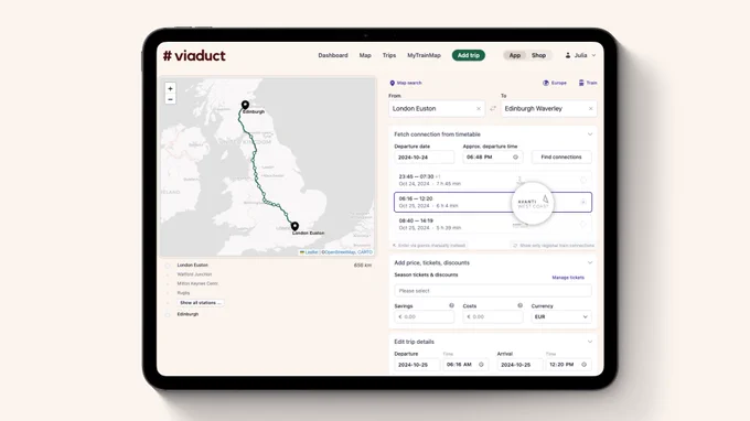 viaduct Trip Editor - Now including operator Logos