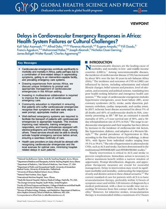 Delays in Cardiovascular Emergency Responses in Africa