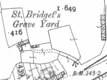 Extract of Ordnance Survey 25-inch historic map showing St Bridget's Grave Yard, Thurles.
