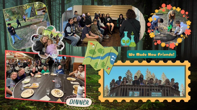 6 Pictures of our 6th graders & ODS staff at Outdoor School making new friends