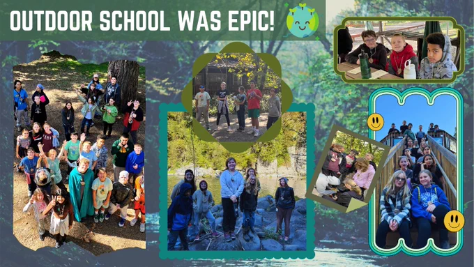 6 Pictures of our 6th graders & ODS staff at Outdoor School