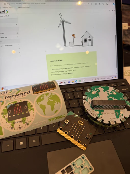 Computer with instructions micro:bit , board, and computer