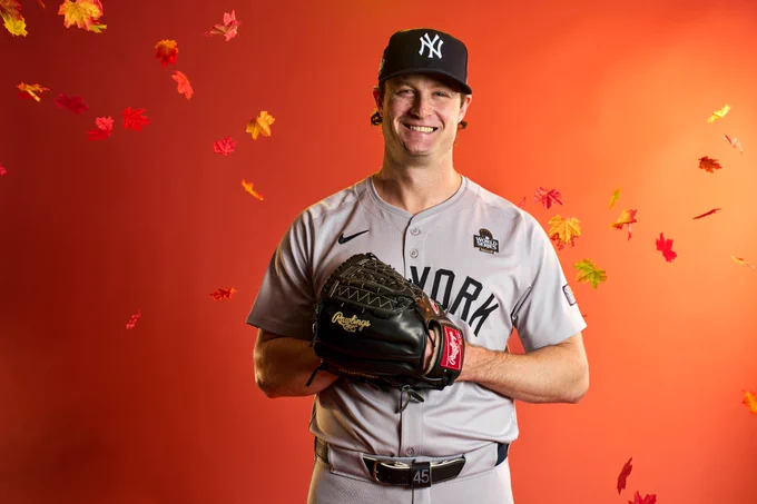 Gerrit Cole on World Series Media Day. 
