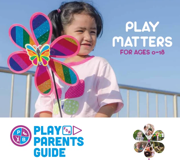 Play for Parents Guide cover image of a child holding a colourful windmill against a blue sky