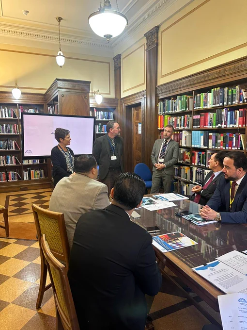 Delegates from the University of Mosul with staff from the Assembly Library