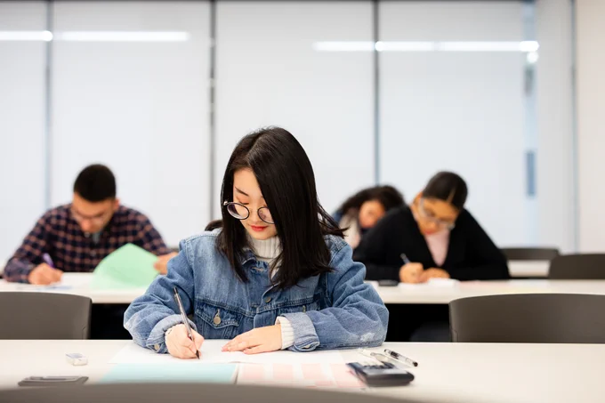 Students writing an exam