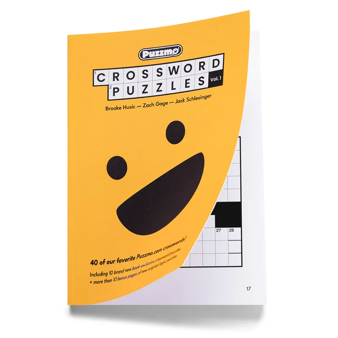 Book cover for Puzzmo Crossword Puzzles Vol 1 by Brooke Husic, Zach Gage, and Jack Schlesinger