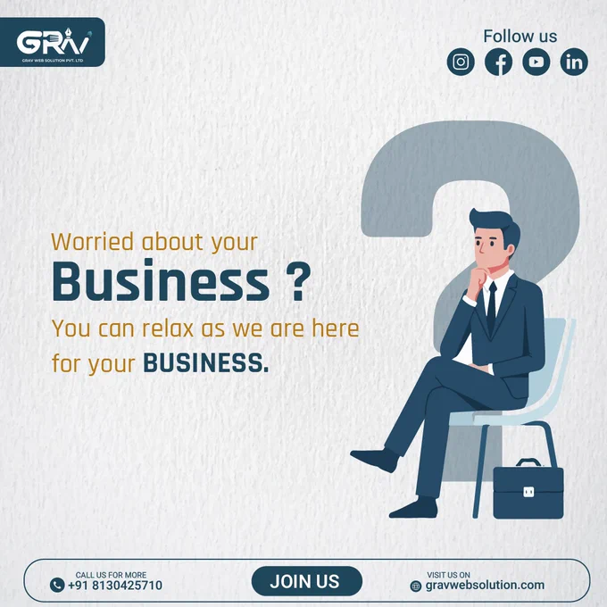 Relax and let us take care of your business growth.



𝐅𝐎𝐑 𝐌𝐎𝐑𝐄👇
📞 𝟗𝟏 𝟖𝟏𝟑𝟎𝟒𝟐𝟓𝟕𝟏𝟎, 𝟖𝟖𝟎𝟎𝟖𝟕𝟑𝟎𝟓𝟔

www.gravwebsolution.com

 

#business #entrepreneurship #smallbusiness #startup #ghaziabad #uttarpradesh #india
