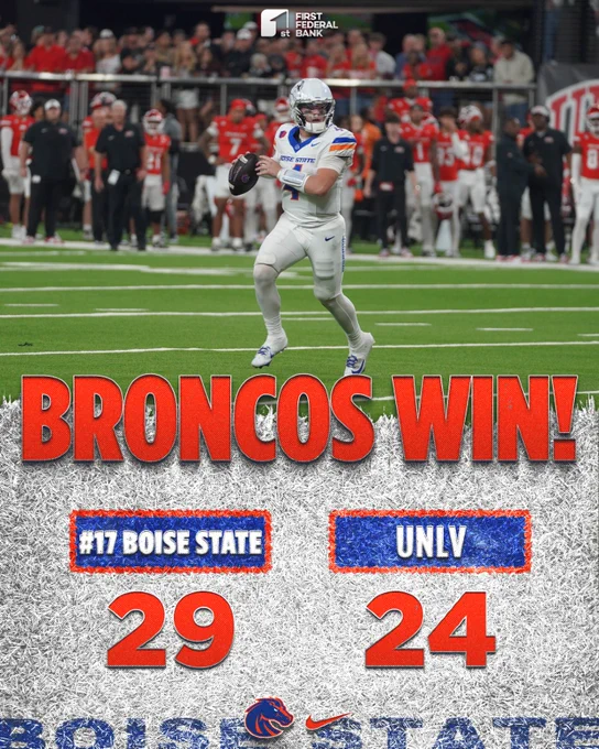 No. 17 Boise State defeated UNLV 29-24.
