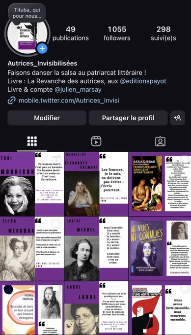 Page Instagram d'Autrices_Invisibilisées 