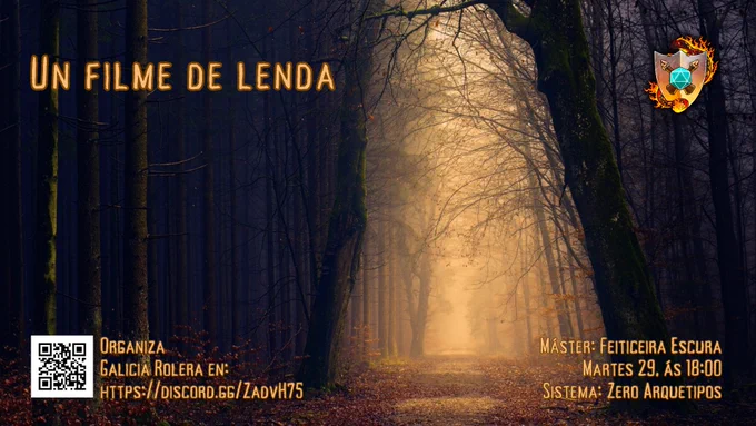 Un camiño iluminado nun bosque sinistro