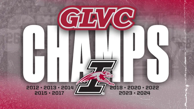 A graphic promoting UIndy football as the 2024 GLVC champs.