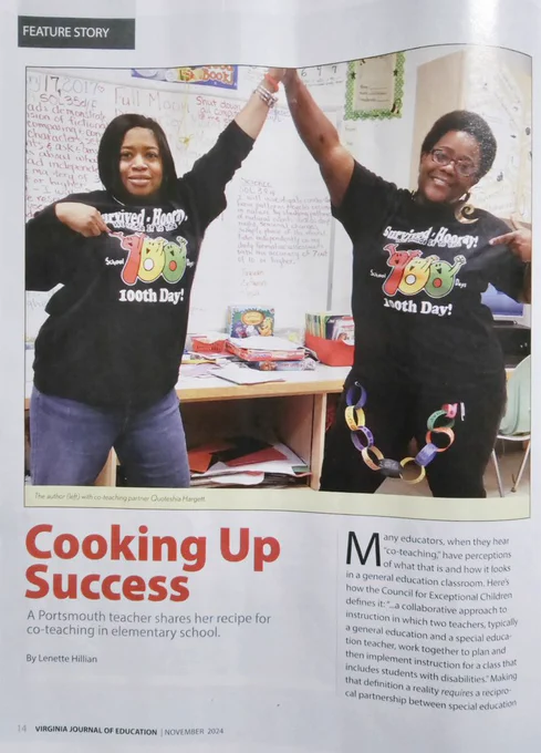Ms. Hillian , the author, (left) and Ms. Hargett (right) celebrate the 100th Day of School