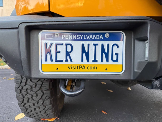 "KER NING" license plate