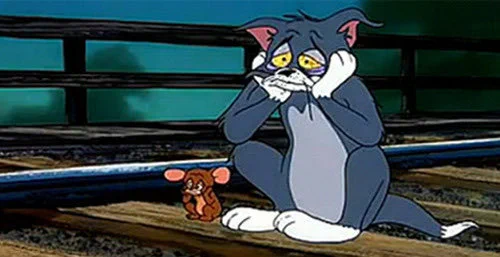 tom n jerry sitting on the train tracks lookin cooked