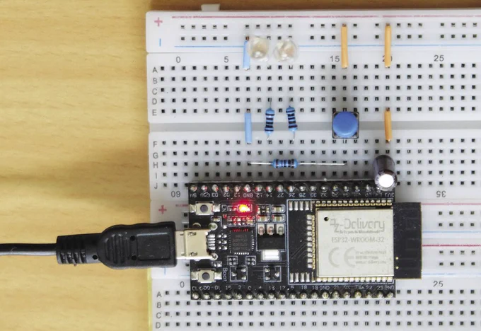Build a Matter device yourself: The test setup used an ESP32 DevKitC