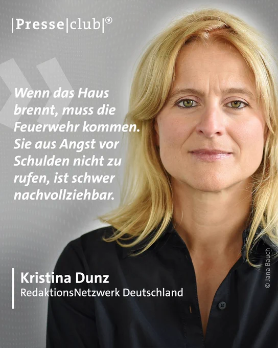 Kristina Dunz, RedaktionsNetzwerk Deutschland: "Wenn das Haus brennt, muss die Feuerwehr kommen. Sie aus Angst vor Schulden nicht zu rufen, ist schwer nachvollziehbar."