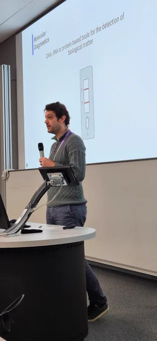 Keynote speaker James Kitson, FERA Science Ltd, presenting a talk on 'Using molecular diagnostics to discover wild reservoirs and transmission pathways of agricultural diseases'.