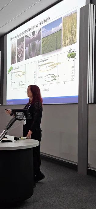 Sharon Zytynska, University of Liverpool, presenting a talk on 'Microbial inoculants for crop protection against insect pests: lab to the field'.